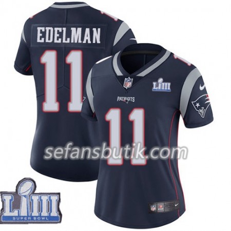New England Patriots Tröjor Julian Edelman 11 Nike Blå II 2019 Super Bowl LIII - Dame New England Patriots Tröjor Julian Edelman 11 Nike Blå II 2019 Super Bowl LIII - Dame